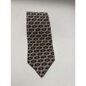 Zylos George Machado Silk Tie Geometric Medallion Black Burgundy Made in USA